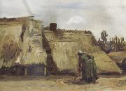 Vincent Van Gogh Cottage with Woman Digging (nn04) oil painting picture wholesale